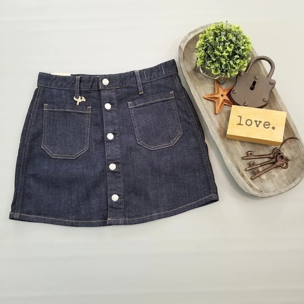 Denim & Supply dark wash button front skirt NWT
